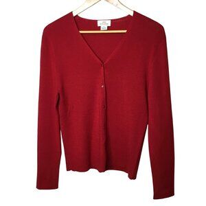 VTG BROOKS BROTHERS 346 Fine Italian Merino Wool Cardigan M Red UK Made Classic